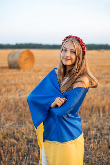 ukranian girl with flag